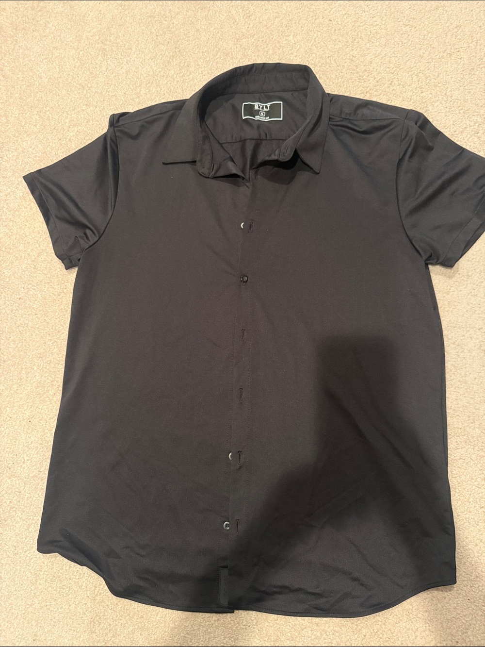 BYLT Basics Black Short-Sleeve Button-Down Shirt